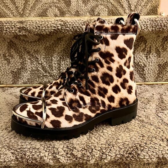 NWOB $1256 Women's Alexander Wang Lyndon Leopard Print Sheep Hair Boots 36 or 6 - Picture 4 of 10